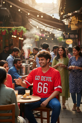 Go Devil 66 (In White) Printed Red Oversized T-Shirt for Men