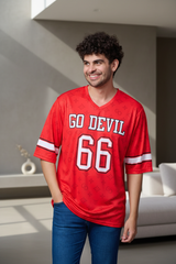 Go Devil 66 (In White) Printed Red Oversized T-Shirt for Men
