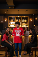 Go Devil 66 (In White) Printed Red Oversized T-Shirt for Men
