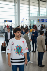 Skull With Enjoy The Trip Printed White Oversized Jersey T-Shirt for Men