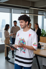 Skull With Enjoy The Trip Printed White Oversized Jersey T-Shirt for Men