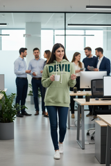Go Devil Since 2020 Printed Green Hoodie for Women