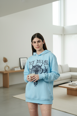 Go Devil (Tiger) Printed Blue Hoodie for Women