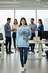 Go Devil (Tiger) Printed Blue Hoodie for Women