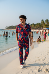 Colourful Skull Printed Shirt With Pant Co-Ord Set For Men
