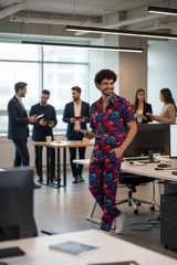 Colourful Skull Printed Shirt With Pant Co-Ord Set For Men