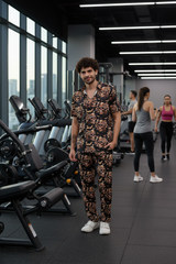 Golden Skull Printed Black Shirt With Pant Co-Ord Set For Men