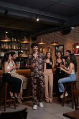 Golden Skull Printed Black Shirt With Pant Co-Ord Set For Men