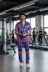 Colourful Skull Printed Shirt With Pant Co-Ord Set For Men