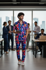 Colourful Skull Printed Shirt With Pant Co-Ord Set For Men