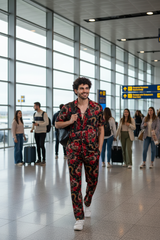 Rose with Snake Printed Shirt With Pant Co-Ord Set For Men