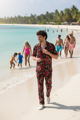 Rose with Snake Printed Shirt With Pant Co-Ord Set For Men