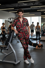 Rose with Snake Printed Shirt With Pant Co-Ord Set For Men