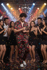 Rose with Snake Printed Shirt With Pant Co-Ord Set For Men