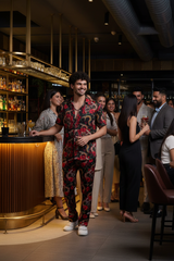 Rose with Snake Printed Shirt With Pant Co-Ord Set For Men