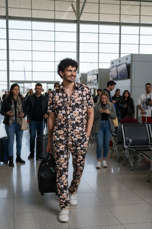 Flower Printed Shirt With Pant Co-Ord Set For Men