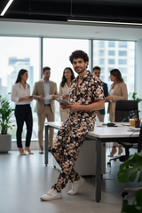Flower Printed Shirt With Pant Co-Ord Set For Men