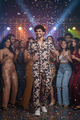 Flower Printed Shirt With Pant Co-Ord Set For Men