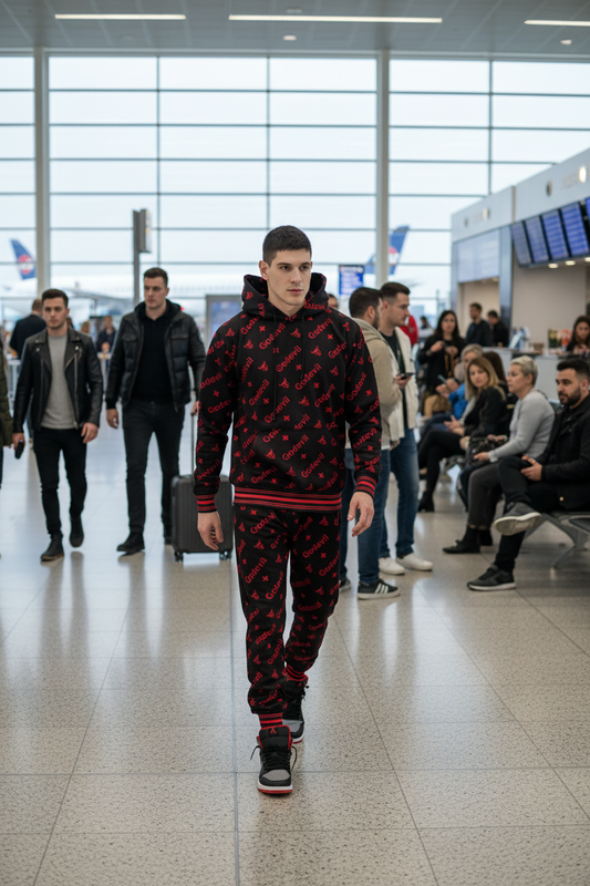Go Devil All Over Print Red  Black Cord Set for Men