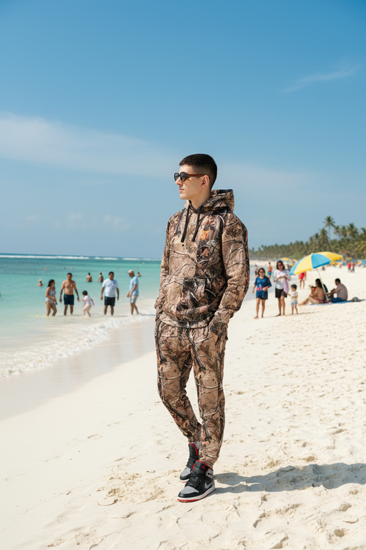 Camo Jungle Allover Print  Brown Cord Set for Men