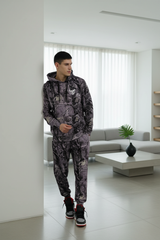 Camo Jungle Allover Print Grey Cord Set for Men