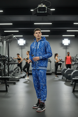 Paisley Design Printed Blue Hoodie for Men