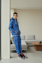 Paisley Design Printed Blue Hoodie for Men
