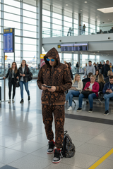 Paisley Design (in Brown) Printed Black Zipper Hoodie for Men