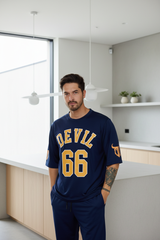Devil 66 Printed Navy Polyester Jersy for Men