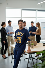 Devil 66 Printed Navy Polyester Jersy for Men