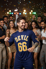 Devil 66 Printed Navy Polyester Jersy for Men