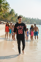 Devil Signature Jersy 66 Printed Black & Burgundy for Men