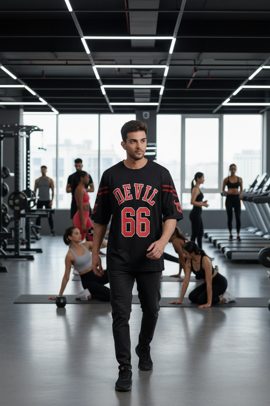 Devil Signature Jersy 66 Printed Black & Burgundy for Men