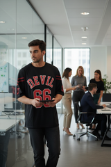 Devil Signature Jersy 66 Printed Black & Burgundy for Men