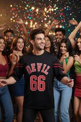 Devil Signature Jersy 66 Printed Black & Burgundy for Men