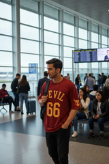 Devil Signature Jersy 66 Printed Burgundy & Yellow for Men