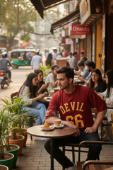Devil Signature Jersy 66 Printed Burgundy & Yellow for Men