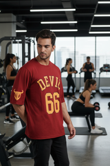Devil Signature Jersy 66 Printed Burgundy & Yellow for Men