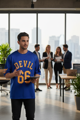 Devil Signature Jersy 66 Printed Royal & Yellow for Men