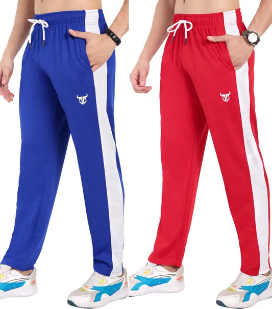Pack of 2 Men Striped Multicolor Track Pants