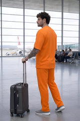 Go Devil Orange Modern Relaxed Fit Co-Ord Set For Men