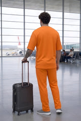 Go Devil Orange Modern Relaxed Fit Co-Ord Set For Men