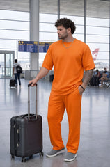 Go Devil Orange Modern Relaxed Fit Co-Ord Set For Men
