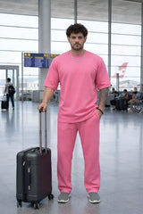Go Devil Pink Effortless Travel & Street Co-Ord Set For Men