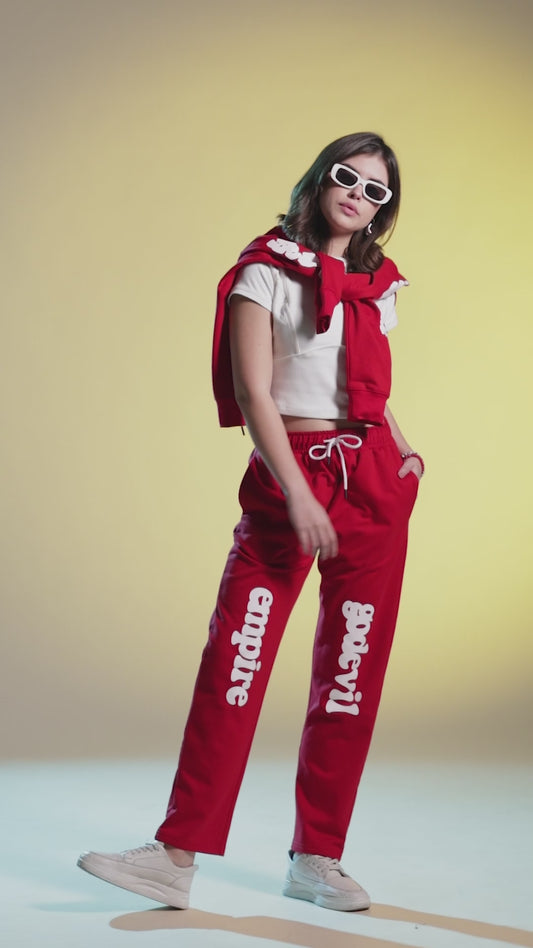Go Devil Womens Red Casual Printed Joggers
