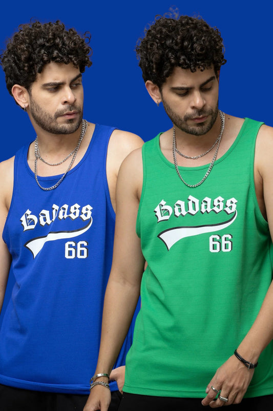 Pack of 2 Blue & Green Color Vests for Men