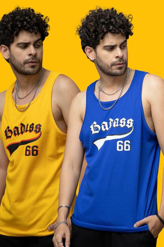 Pack of 2 Blue & Yellow Color Vests for Men
