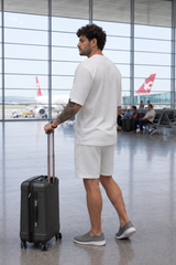 Go Devil White Textured T-Shirt With Short Co-Ord Set For Men