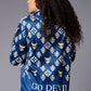 185 GD Logo (in white) Printed Blue Hoodie for Women - Go Devil