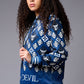 185 GD Logo (in white) Printed Blue Hoodie for Women - Go Devil